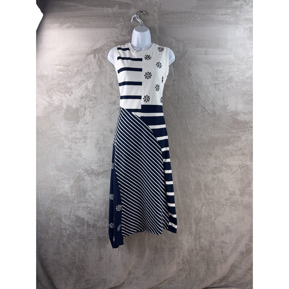 Tanya Taylor Cassidy Mixed Jersey Mini Dress Womens Size Medium White Blue